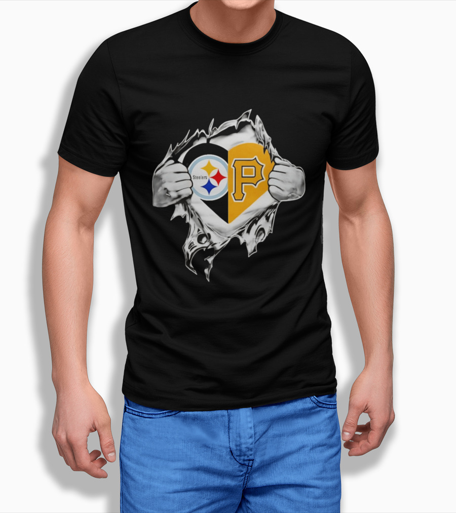 Steelers Pirates Heart Pittsburgh NFL MLB Fans T-Shirt