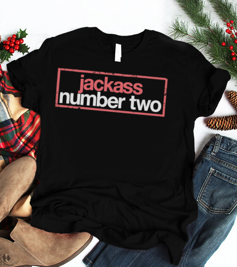 Jackass Number Two Red And White Stencil T-Shirt