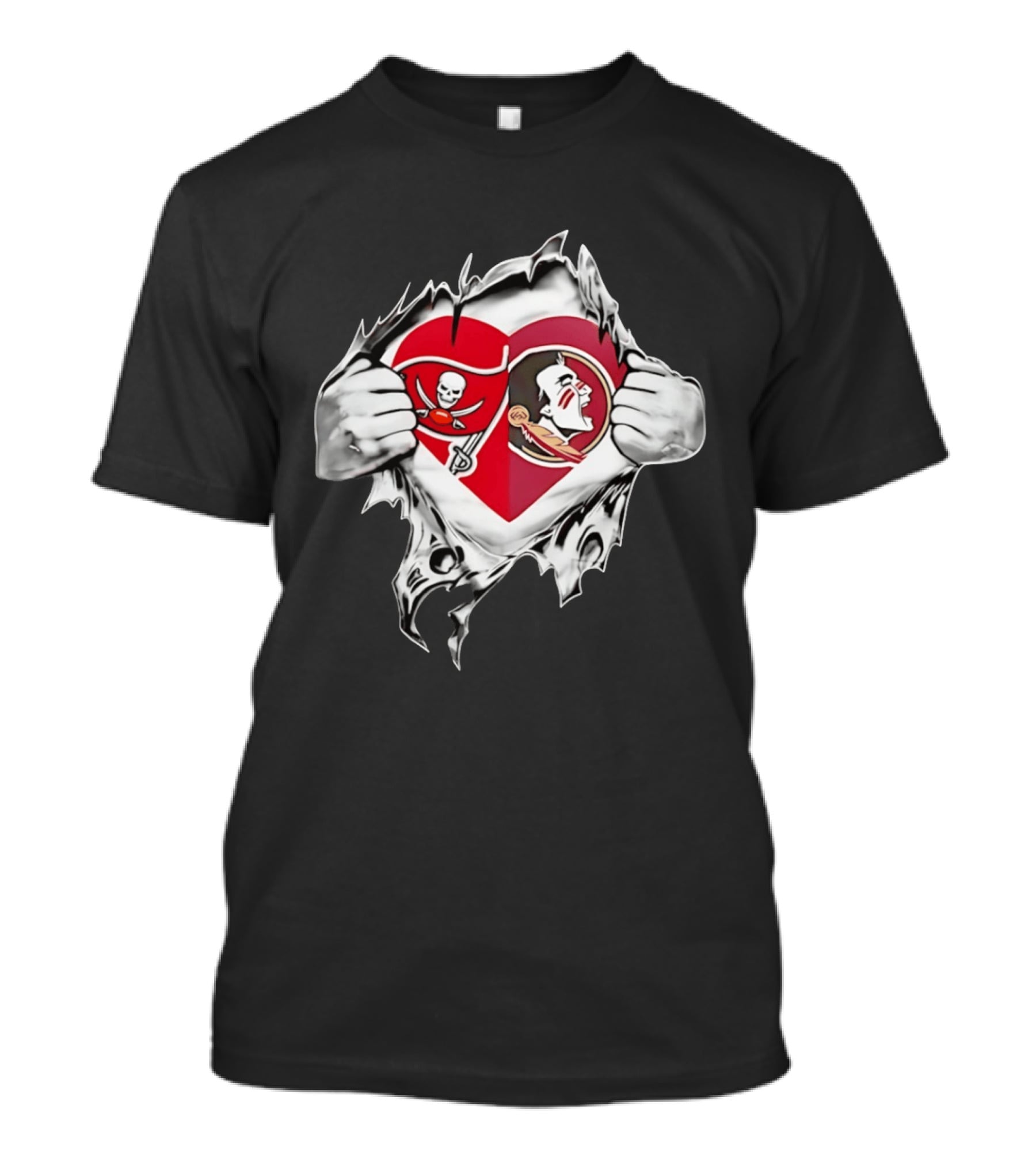 Tampa Bay Buccaneers Florida State Seminoles Heart Fans T-Shirt