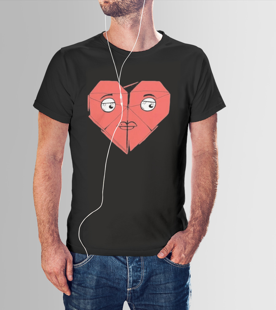 James Marriott Romanticise This Origami Heart Face T-Shirt