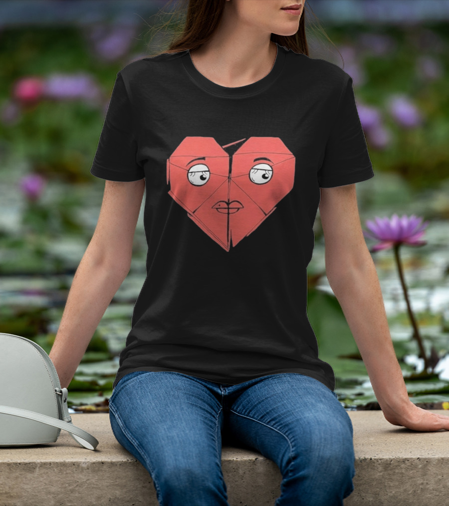 James Marriott Romanticise This Origami Heart Face T-Shirt