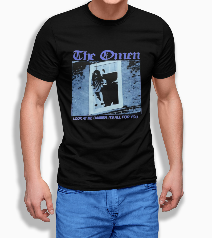 The Omen Look At Me Damien It's All For You Classic Horror Scene T-Shirt