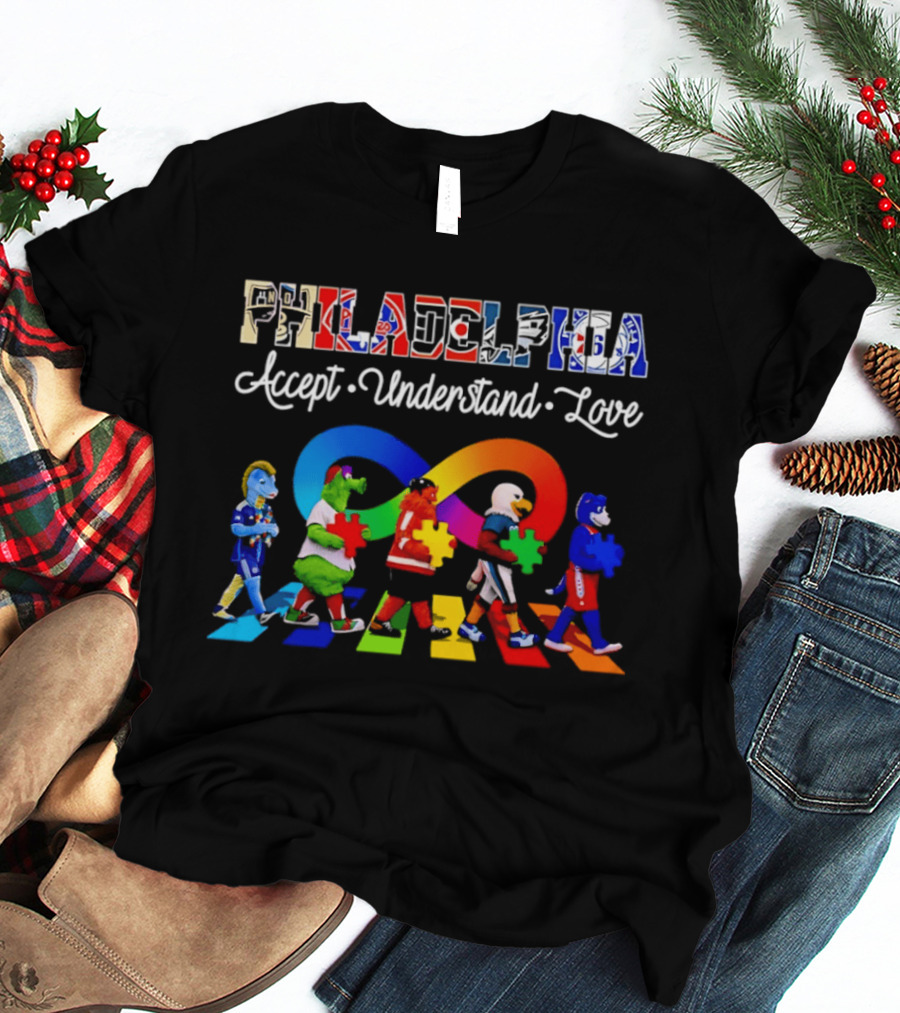 Philadelphia Mascots Autism Awareness Accept Understand Love T-Shirt