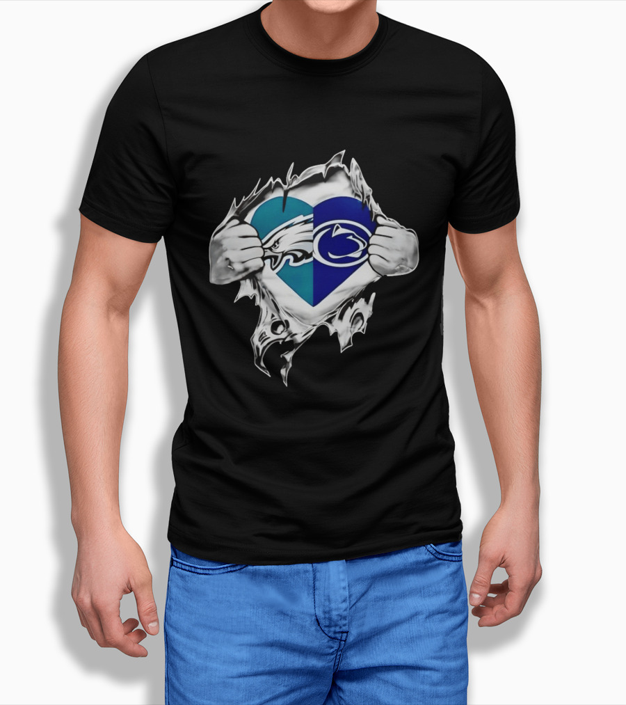 Philadelphia Eagles Penn State Nittany Lions Heart T-Shirt