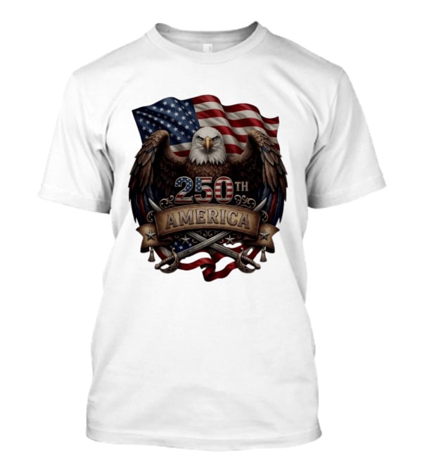 Patriotic Bald Eagle USA Flag America 250th Anniversary T-Shirt
