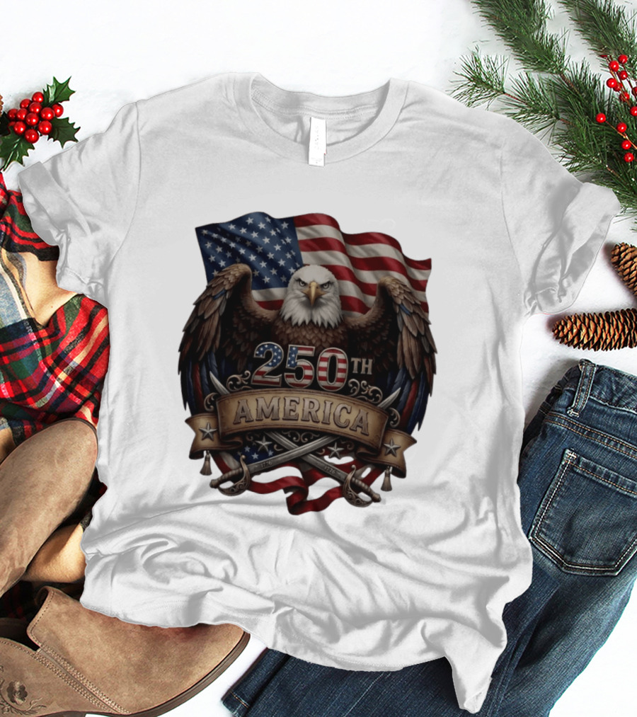 Patriotic Bald Eagle USA Flag America 250th Anniversary T-Shirt