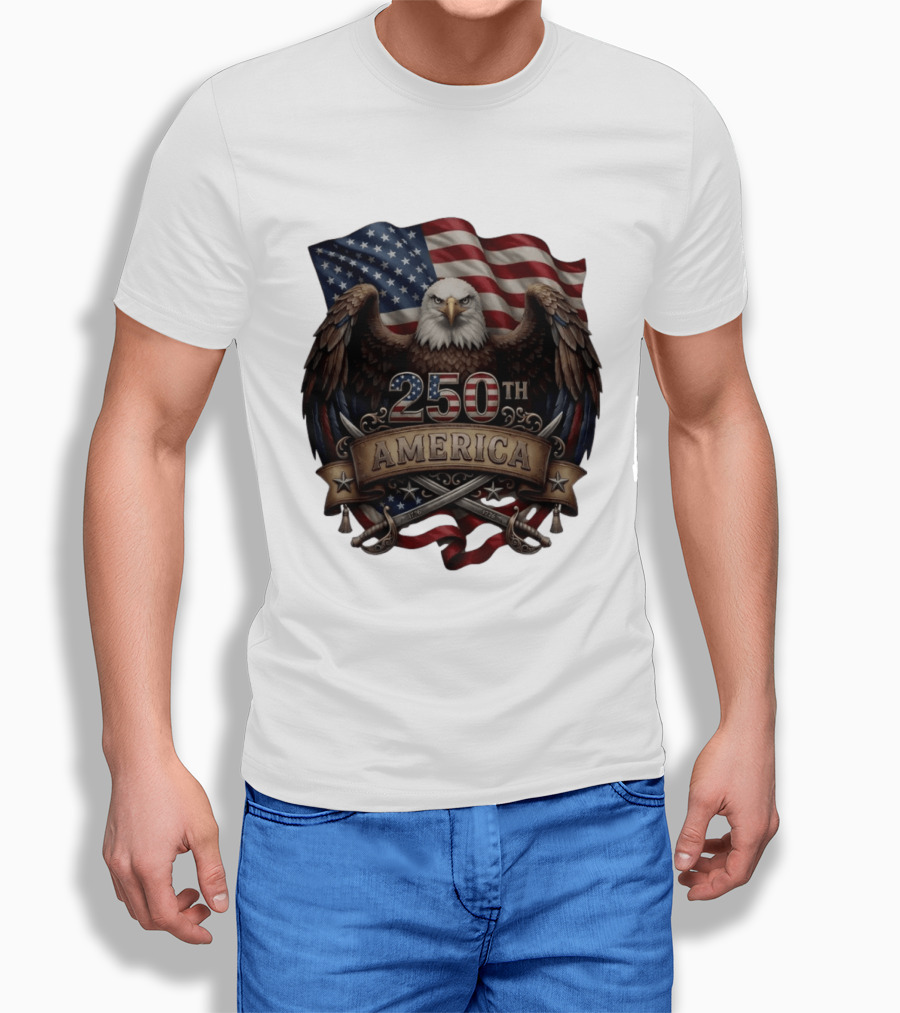 Patriotic Bald Eagle USA Flag America 250th Anniversary T-Shirt