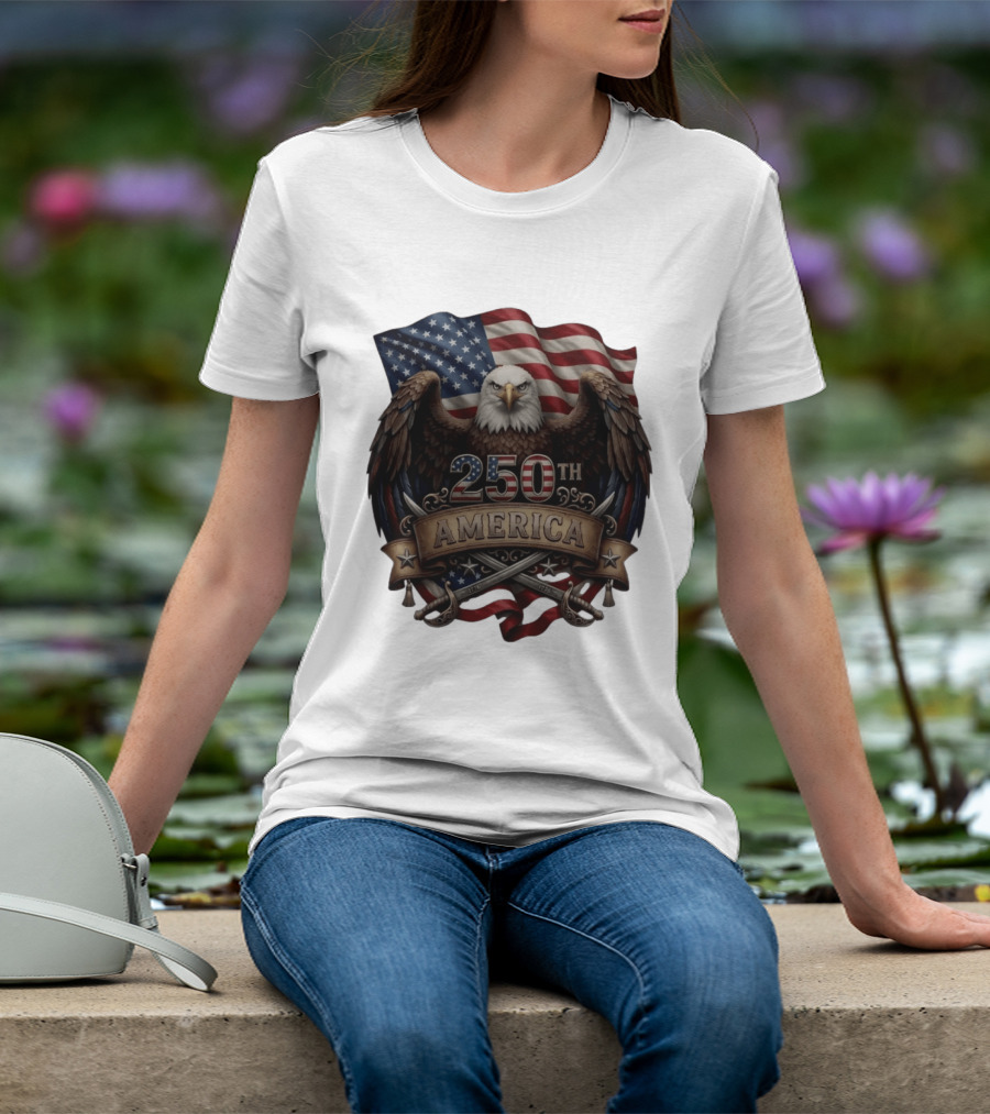 Patriotic Bald Eagle USA Flag America 250th Anniversary T-Shirt