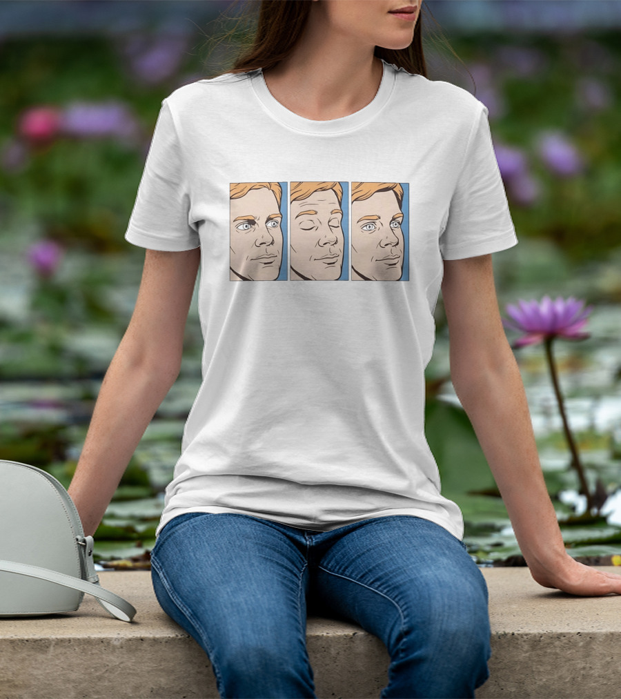 Blinking White Guy Meme Reaction Face Comic Triptych T-Shirt