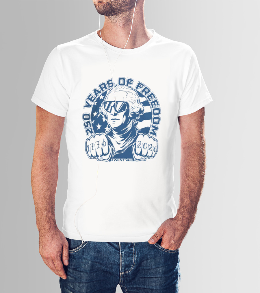 George Washington 250 Years Of Freedom 1776 2026 USA Stars And Stripes T-Shirt