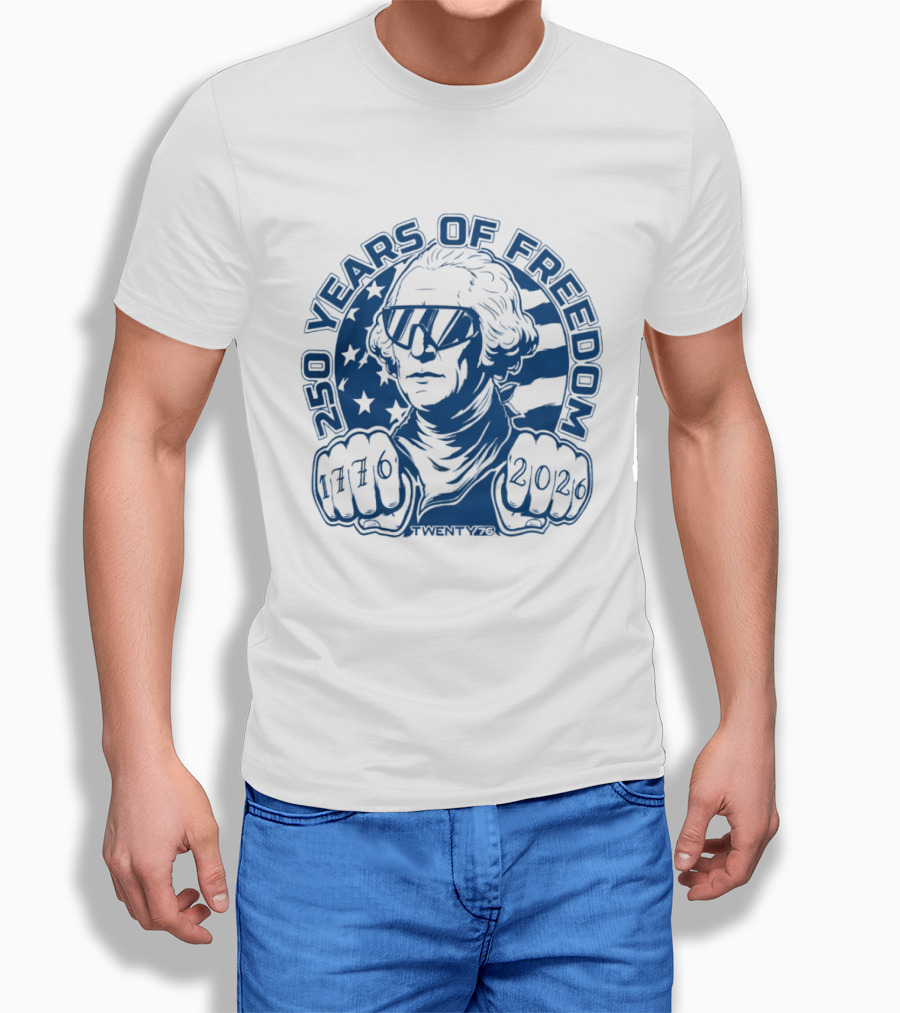 George Washington 250 Years Of Freedom 1776 2026 USA Stars And Stripes T-Shirt