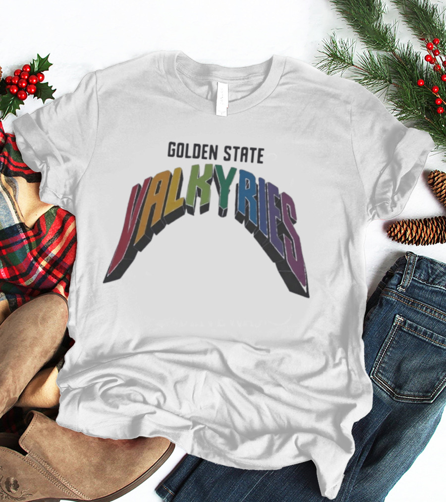 Golden State Valkyries Rainbow Multicolor Curved T-Shirt