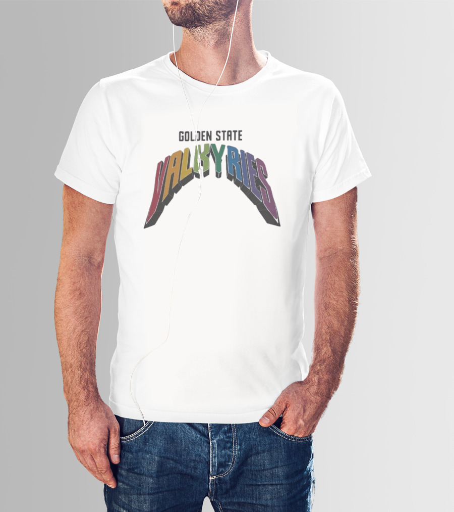 Golden State Valkyries Rainbow Multicolor Curved T-Shirt