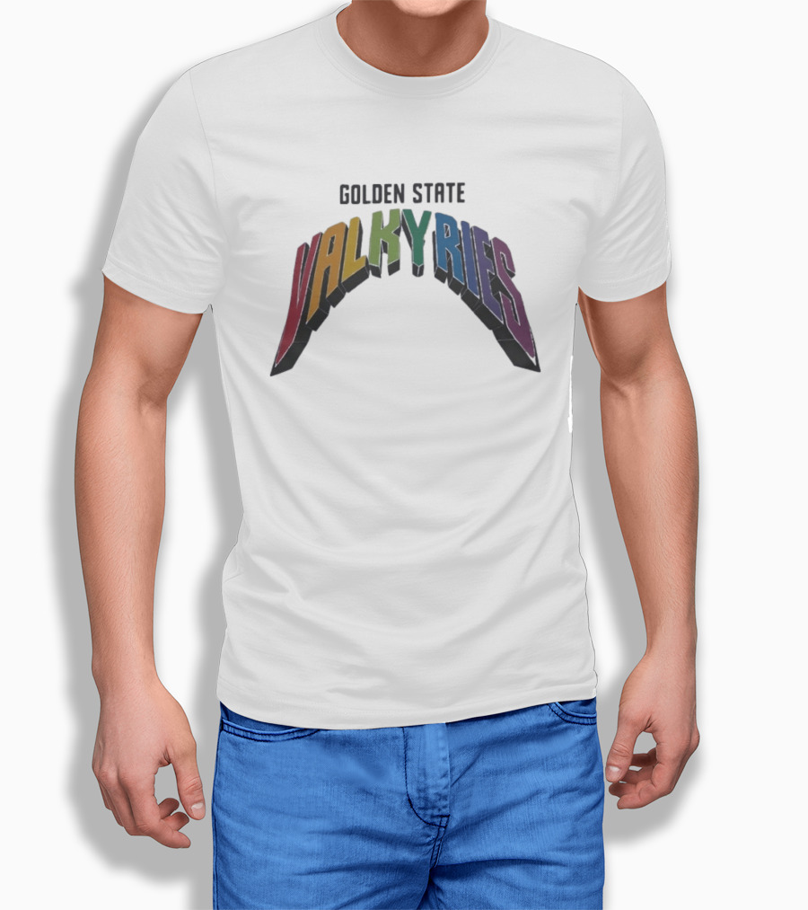 Golden State Valkyries Rainbow Multicolor Curved T-Shirt