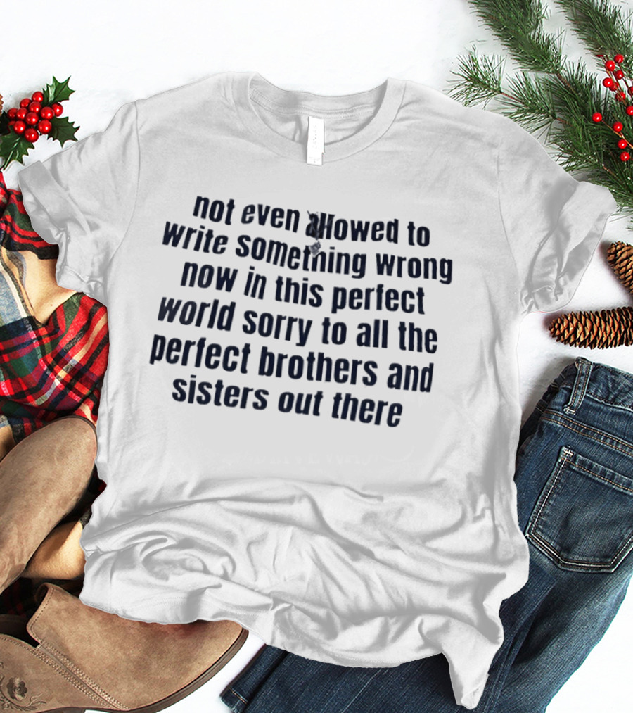 Not Even Allowed To Write Something Wrong Now In This Perfect World Sorry To All The Perfect Brothers And Sisters Out There T-Shirt