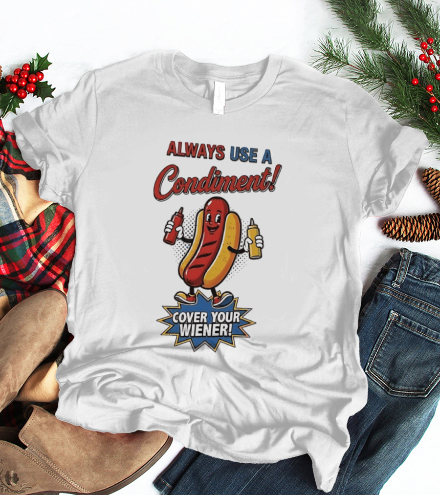 Always Use A Condiment Cover Your Wiener Hot Dog T-Shirt
