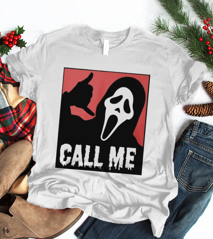 Ghostface Call Me Horror Halloween Scream T-Shirt