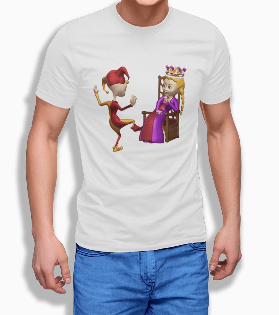 Jester Queen Medieval Royalty Scene With Court Entertainer And Regal Throne T-Shirt