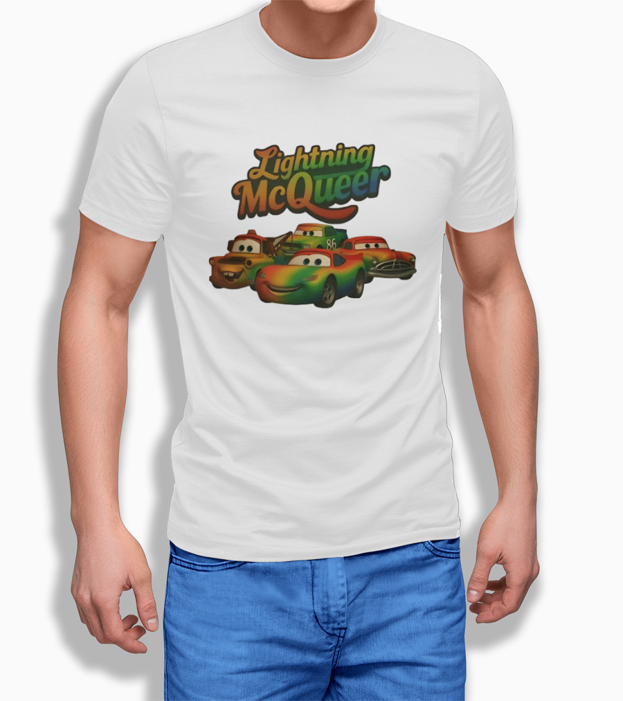 Lightning McQueer Pride Cars Movie Characters Rainbow T-Shirt