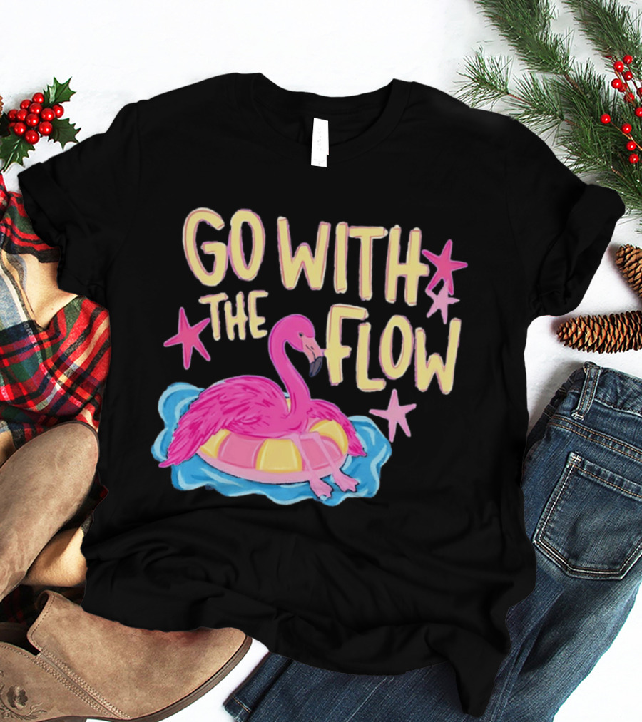 Go With The Flow Flamingo Summer Tropical Vibes T-Shirt