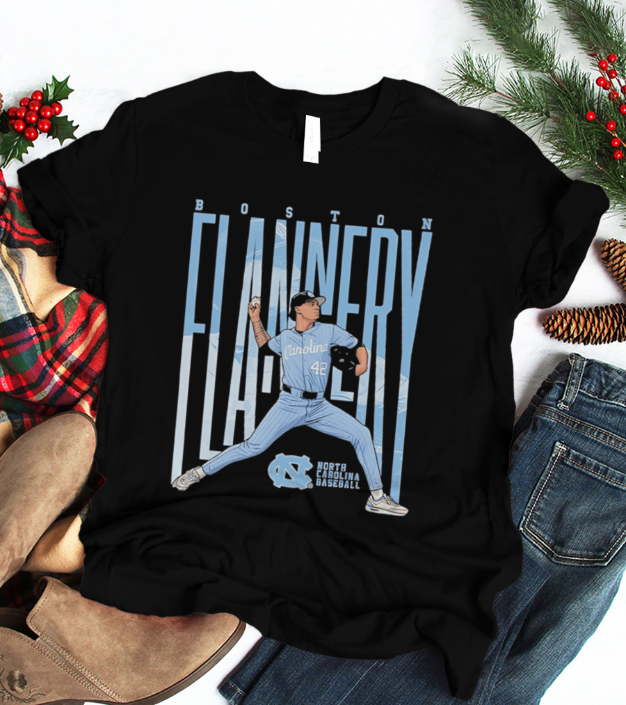 Boston Flannery North Carolina Tar Heels Baseball Carolina 42 T-Shirt