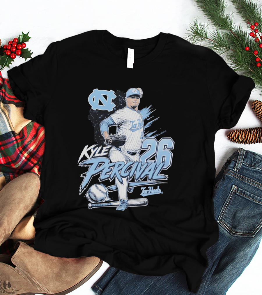 North Carolina Tar Heels Kyle Percival 26 Baseball Pitcher T-Shirt