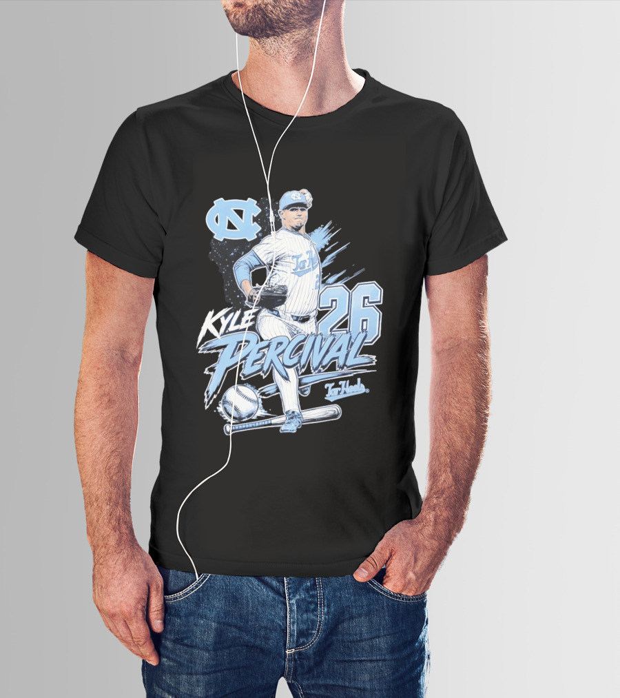 North Carolina Tar Heels Kyle Percival 26 Baseball Pitcher T-Shirt