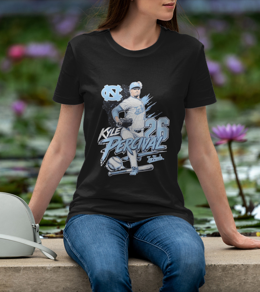 North Carolina Tar Heels Kyle Percival 26 Baseball Pitcher T-Shirt