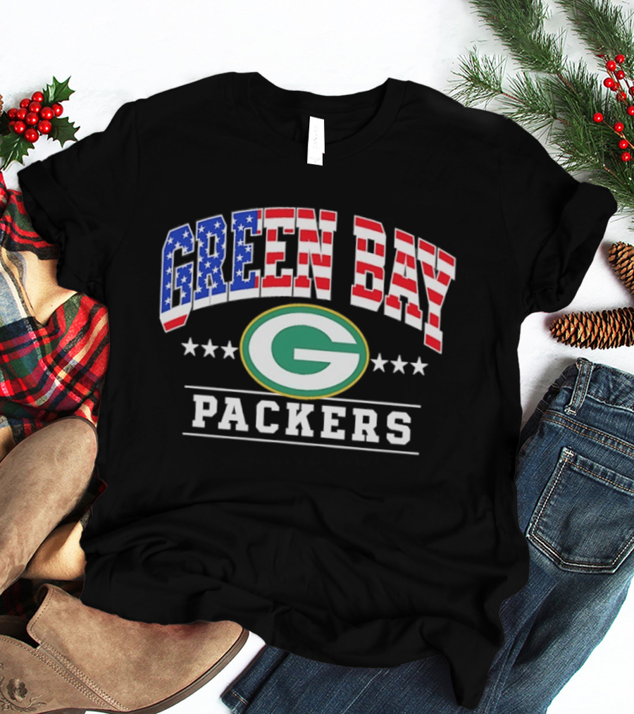 Green Bay Packers 1776 2026 250 Years 4th Of July American Flag T-Shirt