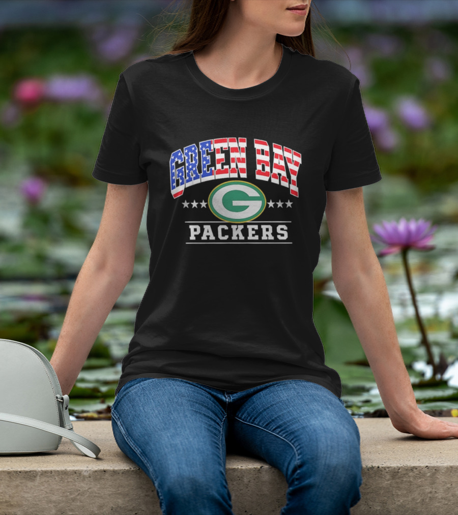 Green Bay Packers 1776 2026 250 Years 4th Of July American Flag T-Shirt
