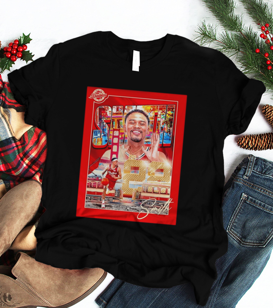 Tyrus Smith Diablos Rojos 24 Basketball San Francisco Bridge T-Shirt