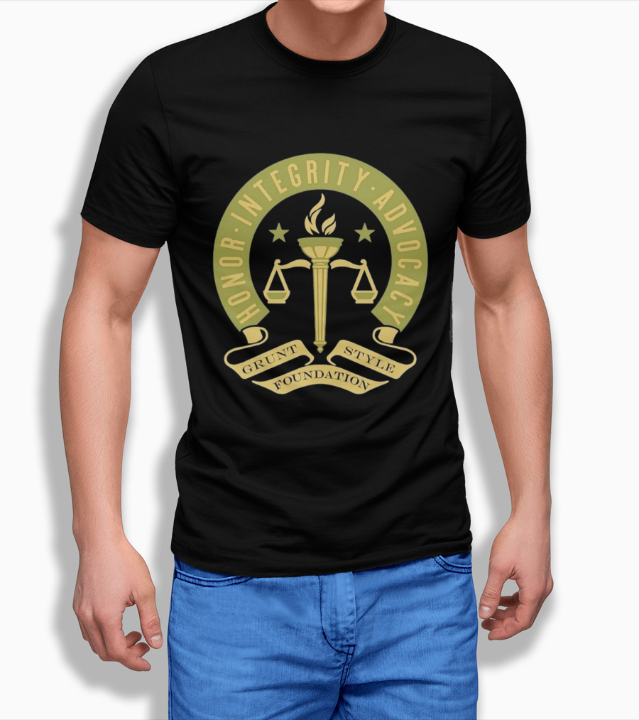 Grunt Style Foundation Honor Integrity Advocacy Symbol With Torch And Scales T-Shirt