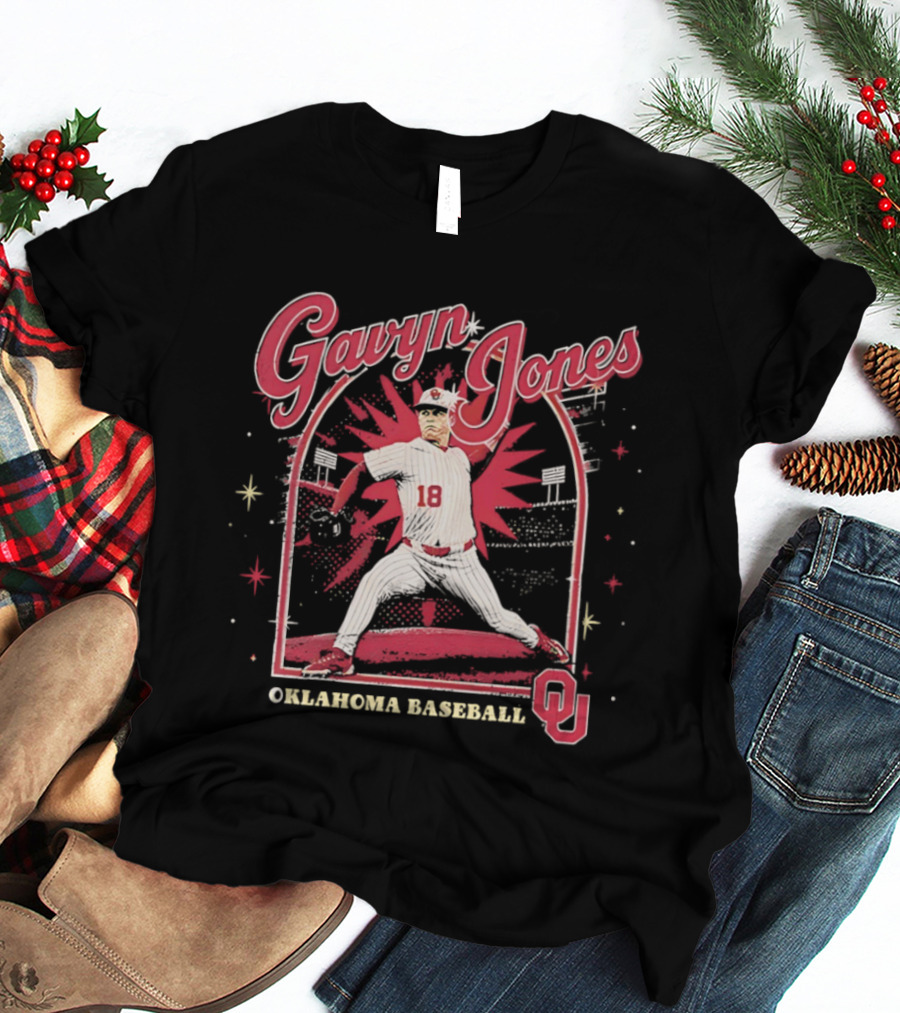 Gavyn Jones Oklahoma Baseball Sooners Player Pitching Action 18 OU T-Shirt