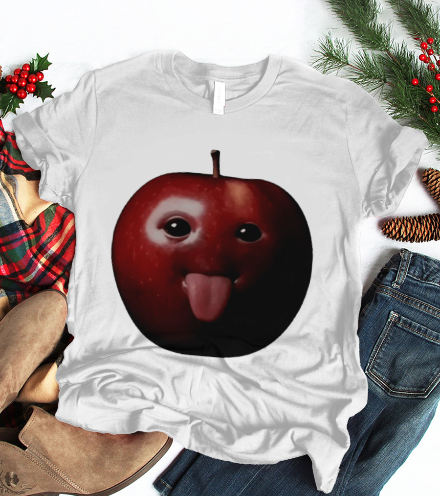 Apple Sticking Out Tongue Funny Fruit Face T-Shirt
