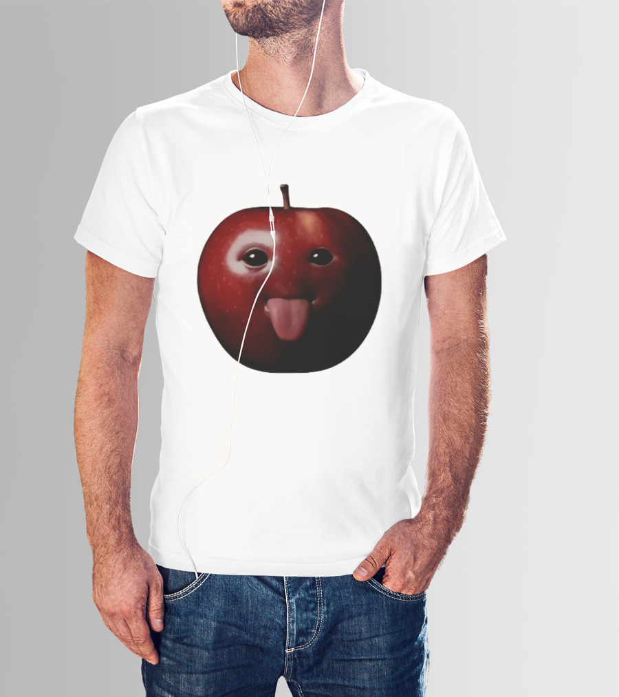 Apple Sticking Out Tongue Funny Fruit Face T-Shirt