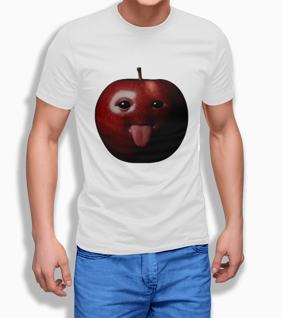 Apple Sticking Out Tongue Funny Fruit Face T-Shirt