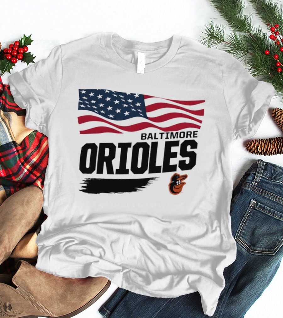 Baltimore Orioles American Flag MLB Team T-Shirt