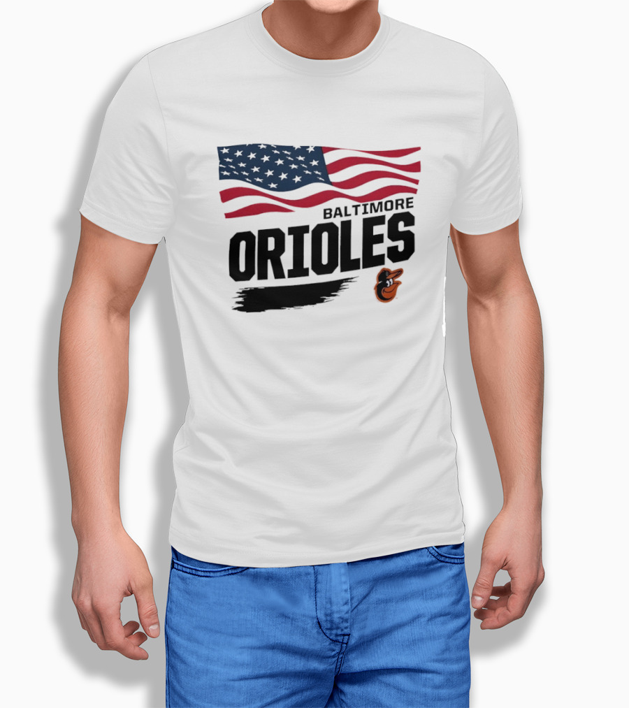 Baltimore Orioles American Flag MLB Team T-Shirt