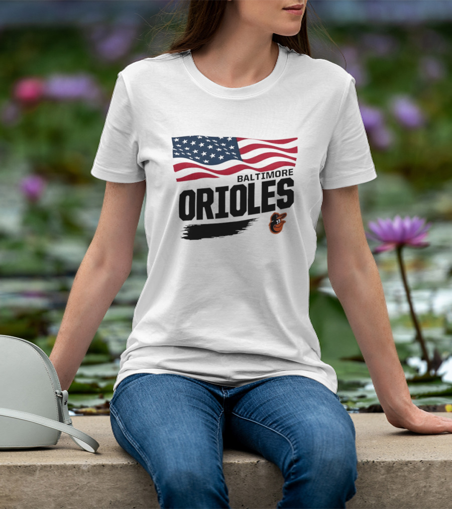 Baltimore Orioles American Flag MLB Team T-Shirt