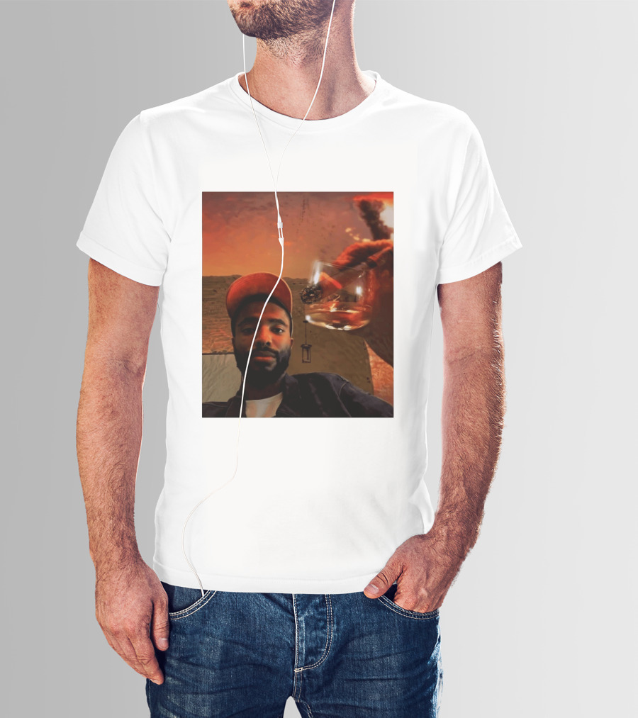 Mikal Bridges Phoenix Suns Cigar Whiskey Glass Sunset Vibes T-Shirt