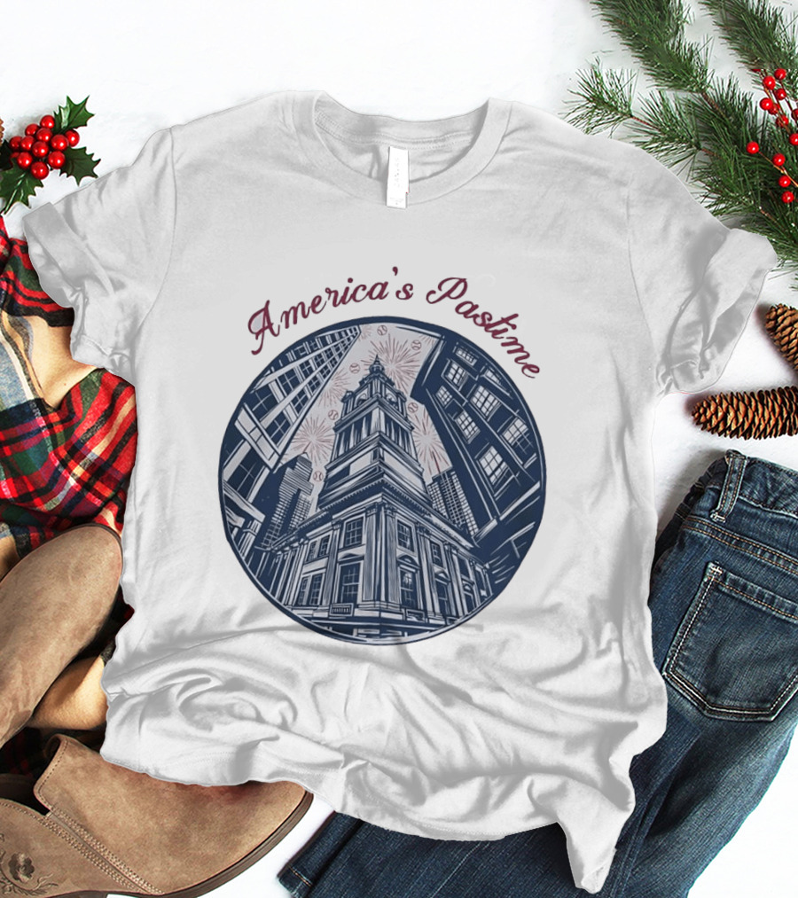 Philadelphia Independence Hall America's Pastime Baseball T-Shirt