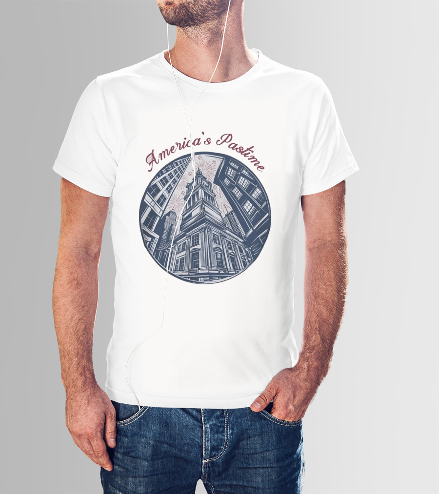 Philadelphia Independence Hall America's Pastime Baseball T-Shirt