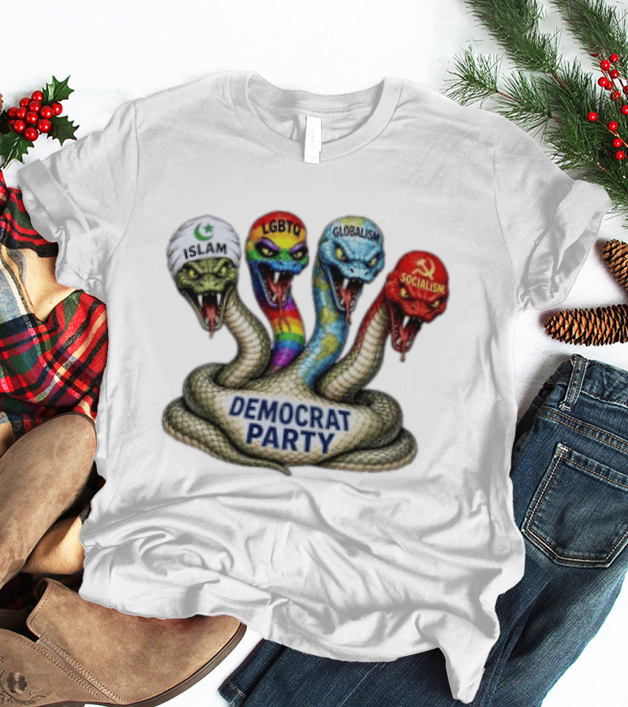 Islam LGBTQ Globalism Socialism Cobra Democrat Party T-Shirt