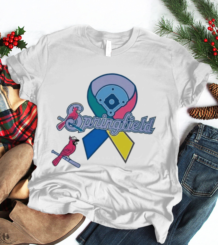 Springfield Cardinals Awareness Ribbon Baseball Team Unity T-Shirt