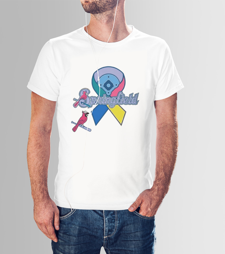 Springfield Cardinals Awareness Ribbon Baseball Team Unity T-Shirt