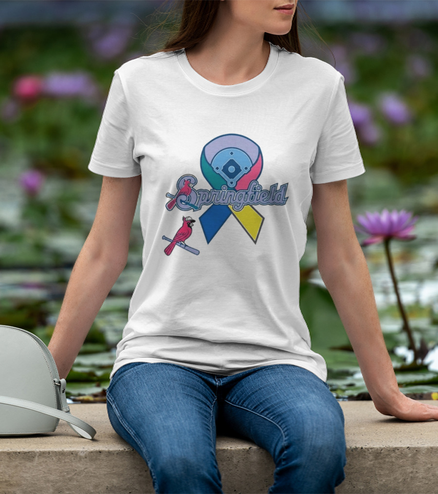Springfield Cardinals Awareness Ribbon Baseball Team Unity T-Shirt