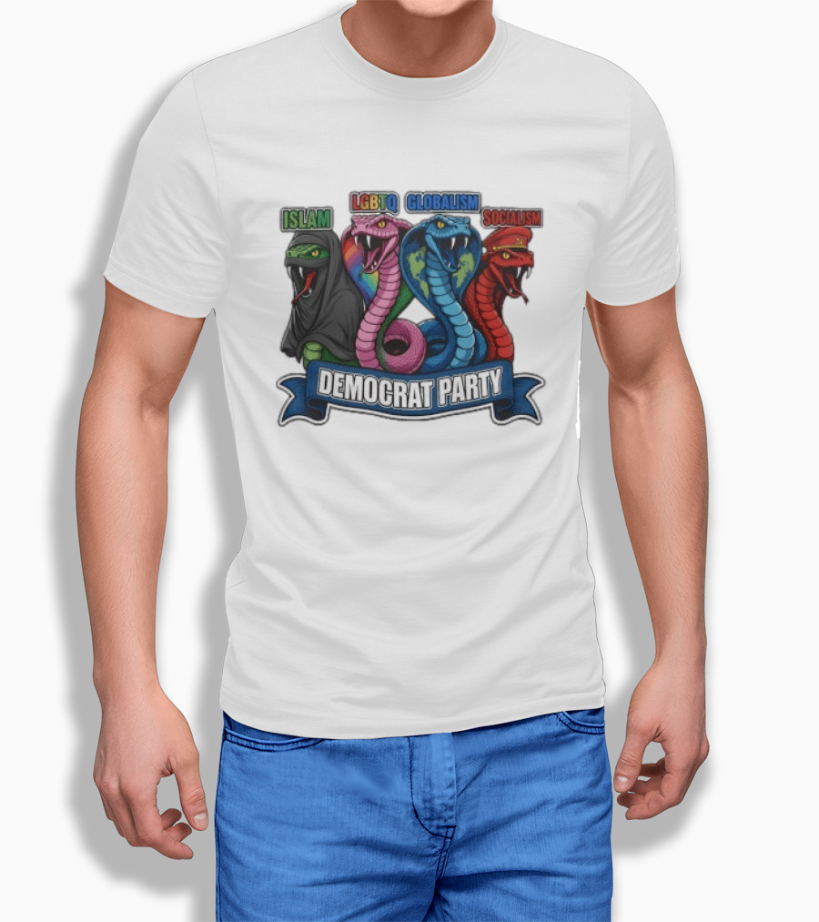Islam LGBTQ Globalism Socialism Democrat Party Cobra Banner T-Shirt