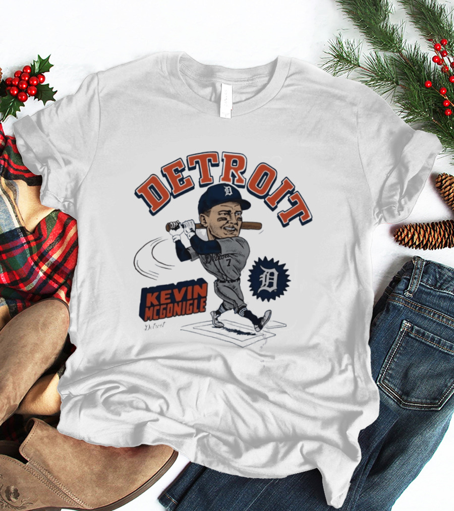 Detroit Kevin McGonigle Tigers Baseball Player Caricature T-Shirt