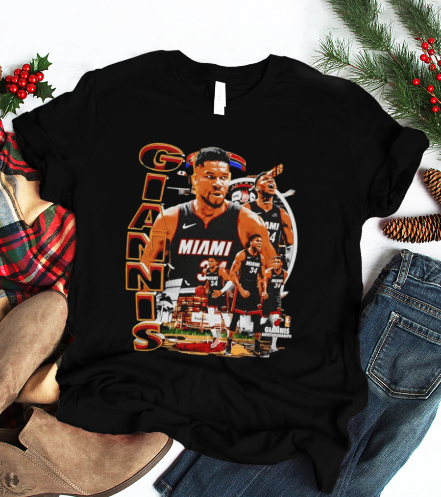 Giannis Antetokounmpo Miami Heat 90s Bootleg Retro Basketball T-Shirt