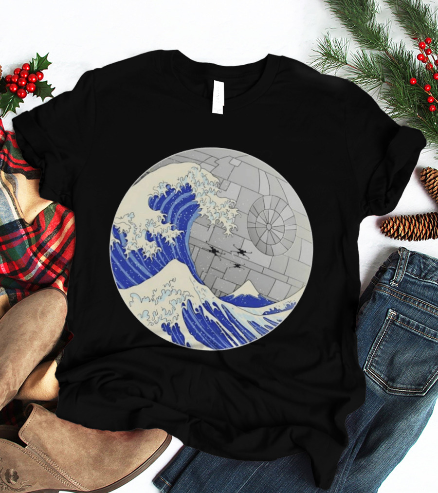 The Great Wave Off Kanagawa Meets Death Star Star Wars T-Shirt